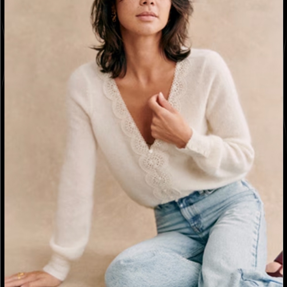 Sezane Henria Cardigan in Ecru Size XXS